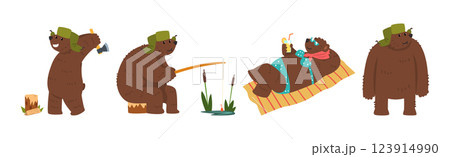 Funny Bear Character with Cute Snout Engaged in...のイラスト素材 [123914990 ...