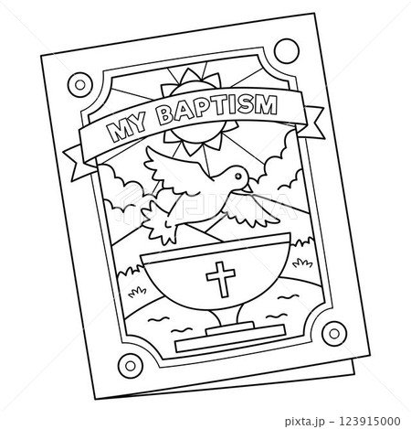 Baptism Invitation Card Isolated Coloring Page Baptism Invitation Card Isolated Coloring Page 123915000
