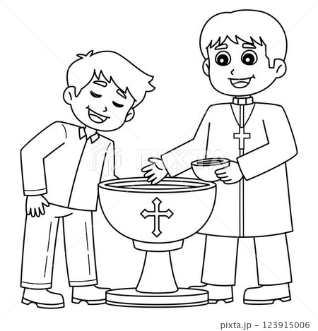 Baptism Boy and Priest Isolated Coloring Page Baptism Boy and Priest Isolated Coloring Page 123915006