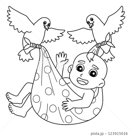 Baptism Doves Carrying Baby Isolated Coloring Page Baptism Doves Carrying Baby Isolated Coloring Page 123915016