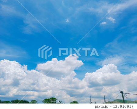 a nice and beautiful looking blue sky with clouds. a nice and beautiful looking blue sky with clouds. 123916917