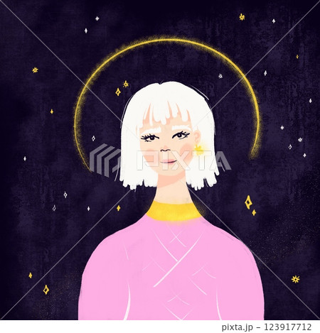 Night Sky wiith Stars Girl 123917712