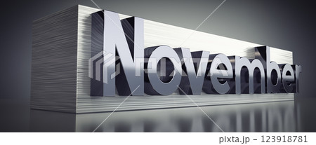 November - metal typographical concept - 3D illustration 123918781