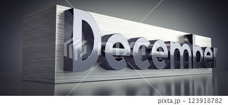 December - metal typographical concept - 3D illustration December - metal typographical concept - 3D illustration 123918782