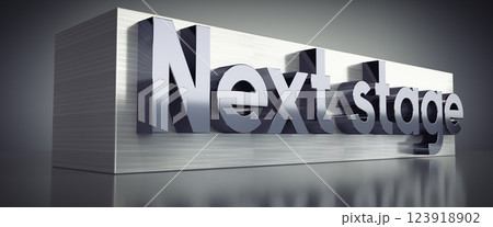 Next stage - metal typographical concept - 3D illustration 123918902