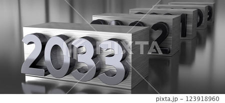 2033 - metal typographical concept - 3D illustration 123918960