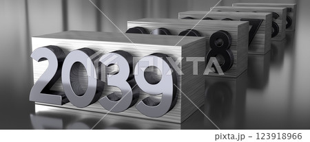 2039 - metal typographical concept - 3D illustration 123918966