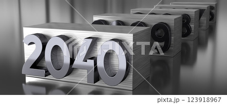 2040 - metal typographical concept - 3D illustration 123918967