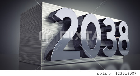 2038 - metal typographical concept - 3D illustration 123918987