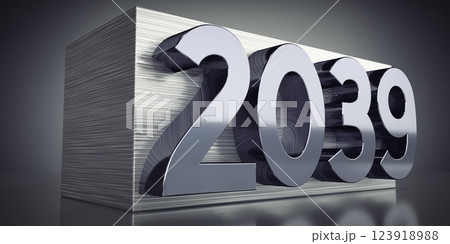 2039 - metal typographical concept - 3D illustration 123918988