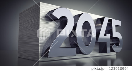 2045 - metal typographical concept - 3D illustration 123918994