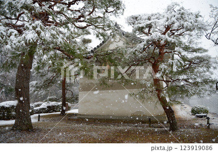 雪の二条城　内堀脇の土蔵　京都市中京区 123919086