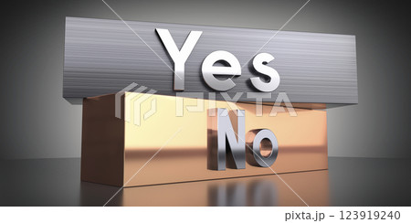 Yes, no - words on metal blocks - 3D illustration 123919240