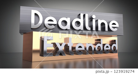 Deadline, extended - words on metal blocks - 3D illustration 123919274