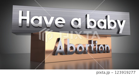 Have a baby, abortion - words on metal blocks - 3D illustration Have a baby, abortion - words on metal blocks - 3D illustration 123919277