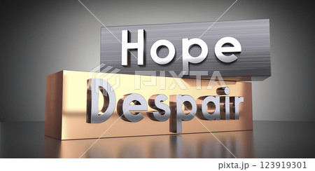 Hope, despair - words on metal blocks - 3D illustration 123919301