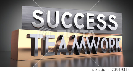 Success, teamwork - words on metal blocks - 3D illustration 123919315