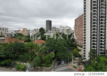 Urban landscape of Sao Paulo with greenery and modern buildings Urban landscape of Sao Paulo with greenery and modern buildings 123919404