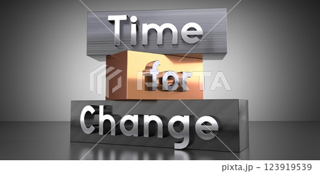 Time for change - words on metal blocks - 3D illustration 123919539