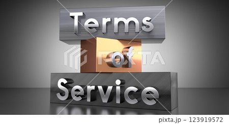 Terms of service - words on metal blocks - 3D illustration 123919572