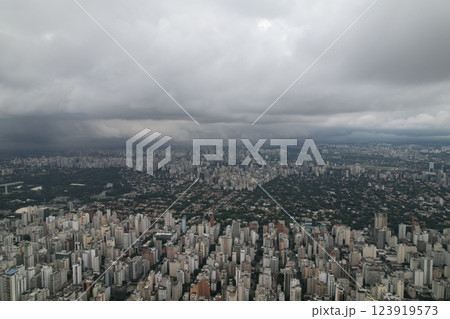 Overcast skyline view of Sao Paulo with urban landscape and clouds Overcast skyline view of Sao Paulo with urban landscape and clouds 123919573