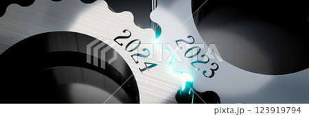 2023, 2024 - gears concept - 3D illustration 123919794
