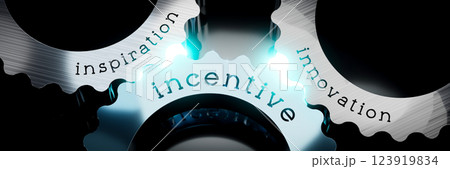 Incentive, inspiration, innovation - gears concept - 3D illustration 123919834