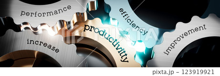 Productivity - gears concept - 3D illustration Productivity - gears concept - 3D illustration 123919921