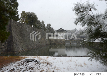 雪の二条城 内堀と本丸櫓門 京都市中京区 雪の二条城 内堀と本丸櫓門 京都市中京区 123919939