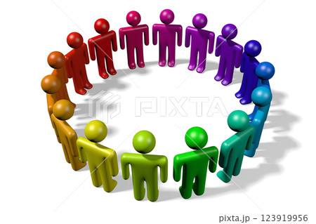 3D cartoon characters - teamwork concept 123919956