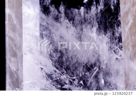 Macro mineral stone Crystal rock crystal on a black background 123920237