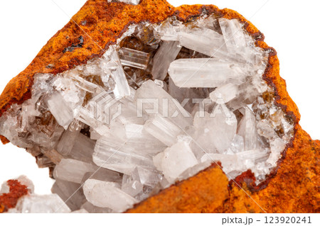 Macro mineral stone crystals Hemimorphite rock on a white background Macro mineral stone crystals Hemimorphite rock on a white background 123920241