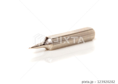 A set of different attachments for a head screwdriver with a screwdriver on a white background 123920282