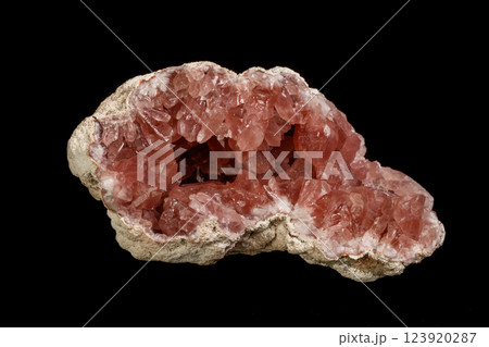 Macro mineral stone Pink Amethyst on a black background Macro mineral stone Pink Amethyst on a black background 123920287