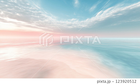 Soft hues of tranquility paint the skyline over a calm ocean at dawn 123920512