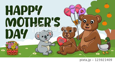 Happy Mothers Day Poster Panoramic Banner Happy Mothers Day Poster Panoramic Banner 123921409