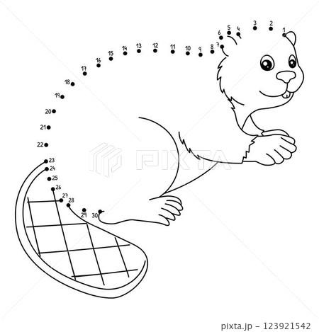 Dot to Dot Beaver Animal Isolated Coloring Page Dot to Dot Beaver Animal Isolated Coloring Page 123921542