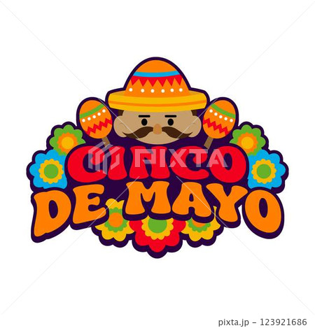 Cinco de Mayo Man Face with Sombrero Typography Cinco de Mayo Man Face with Sombrero Typography 123921686