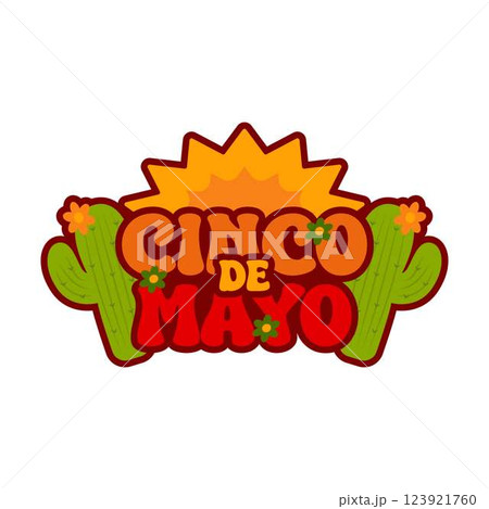 Cinco de Mayo Cactus Typography Script Isolated  123921760