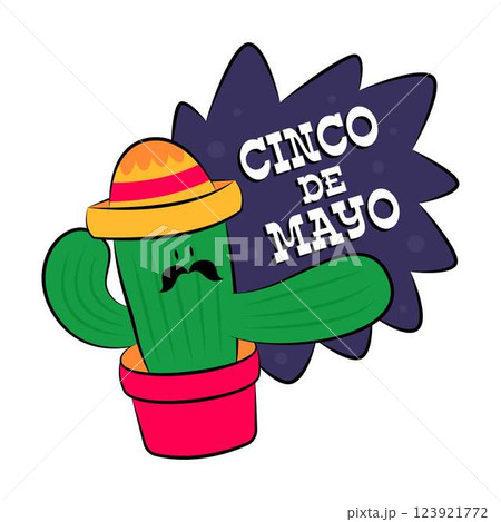 Cinco de Mayo Cactus with Sombrero Typography  123921772