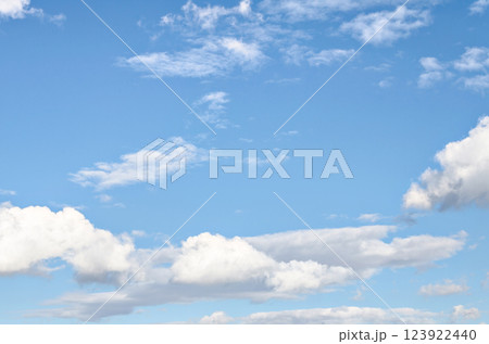 Blue sky and white clouds. Beauty of nature	 123922440