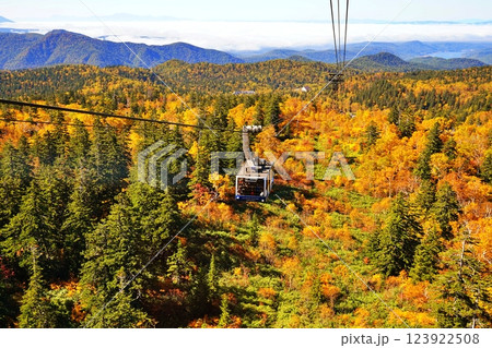 紅葉の大雪山系旭岳の絶景と旭岳ロープウェイ 123922508