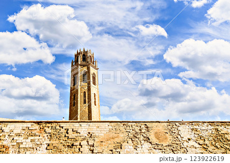 Image of the Seu Vella or New Cathedral, in Romanesque style, it is the emblematic monument of the city of Lerida, Catalonia, Spain 123922619