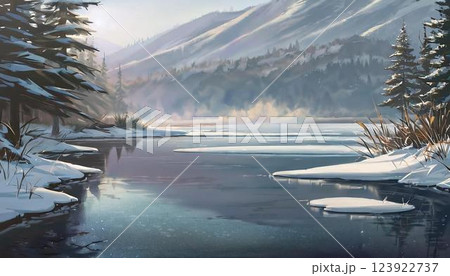 凍る湖水 凍る湖水 123922737