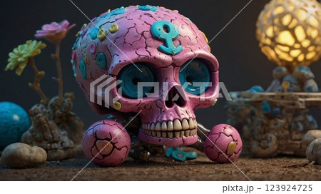 異世界からやってきた！？ポップでキュートなスケルトンが全力疾走する理由とは？ 123924725