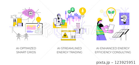 AI in Energy supply abstract concept vector illustrations. AI in Energy supply abstract concept vector illustrations. 123925951