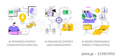 AI in Energy production and use abstract concept vector illustrations. AI in Energy production and use abstract concept vector illustrations. 123925952