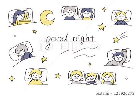 眠っている人のイラストセット 123926272