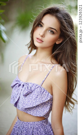 美しい女性のポートレート 123926321
