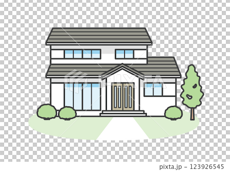 日式或日式現代房屋的插圖 日式或日式現代房屋的插圖 123926545